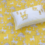 Yellow Deer Kalamkari | 300TC Mercerized Cotton Bedsheet