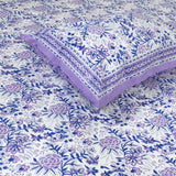 Jaipur Floral PrintWhite Lavender Garden| 300TC Mercerized Cotton Bedsheet