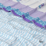 Sheep White Blue  | Pure Mulmul Cotton | Flannel filling