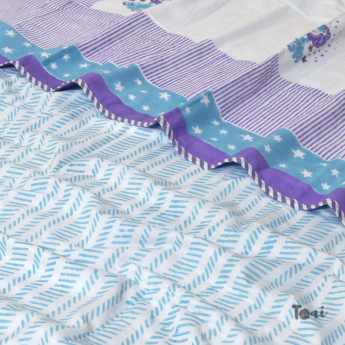 Sheep White Blue  |  Dohar | Summer Blanket