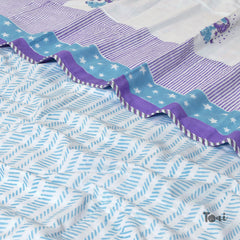 Sheep White Blue  | Pure Mulmul Cotton | Flannel filling