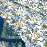 Blue Green Motives On White  | 210TC Pure Cotton Bedsheet