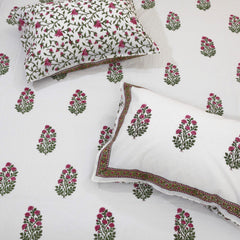 Pink Floral Plants on White  | 210TC Pure Cotton