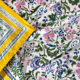 Jaipur Floral Print Florals On White | 300TC Mercerized Cotton Bedsheet