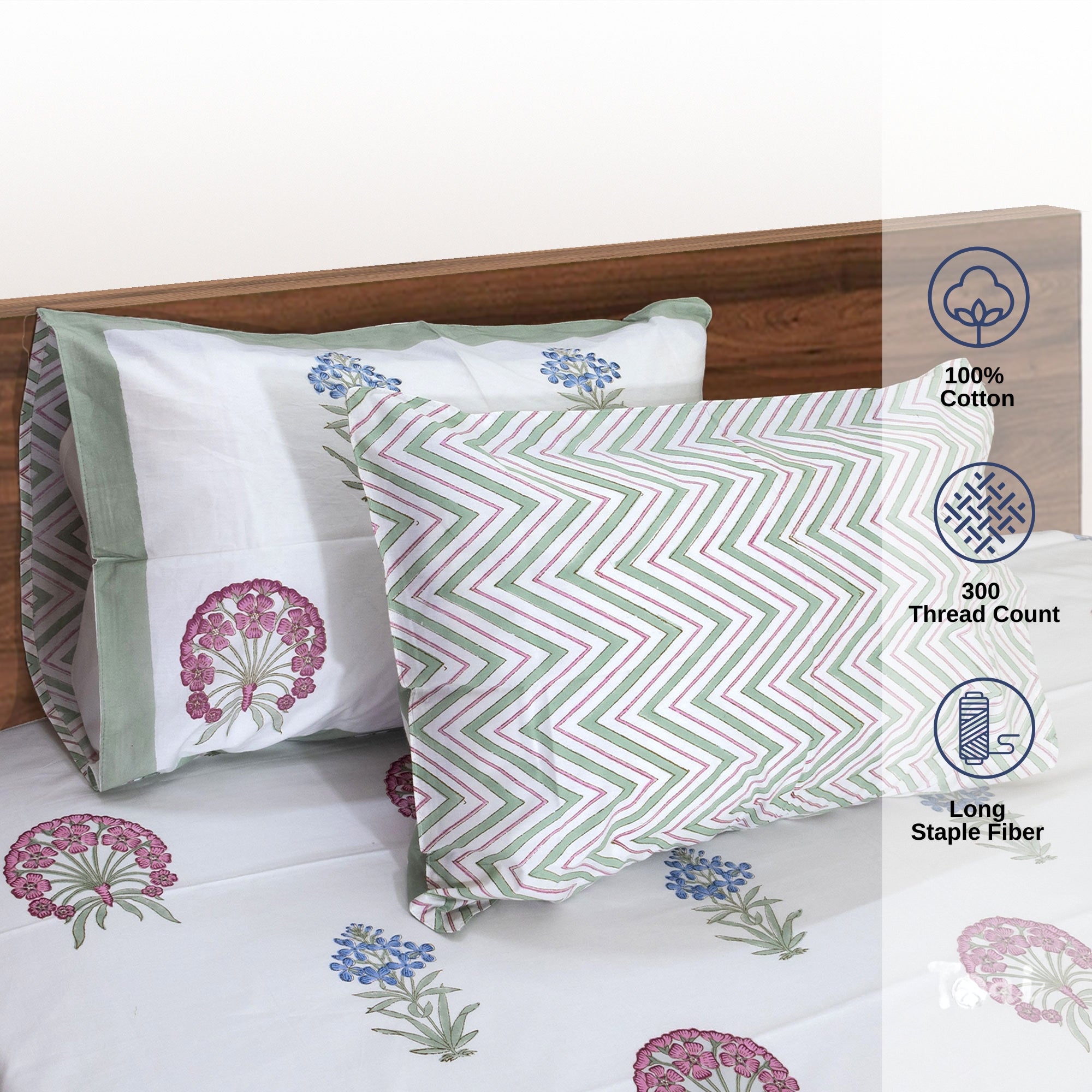 Balsam on White  - Bedsheet with Pillow Covers