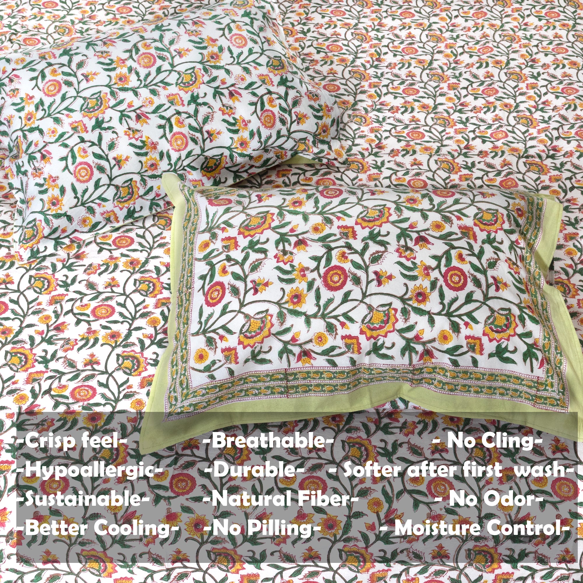 Small Flower vines on White | Fine Quality Bedsheet