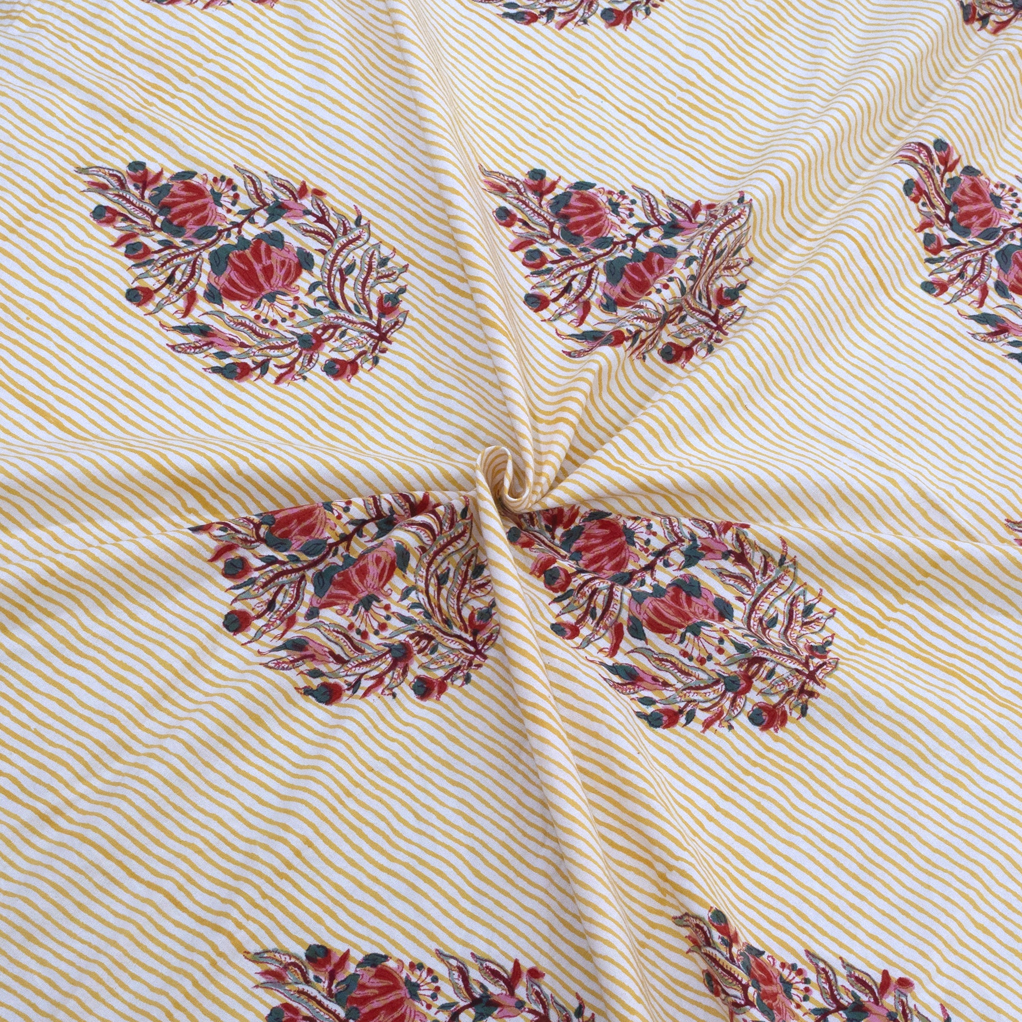 Floral Motives on Yellow Panel | Fine Quality Bedsheet