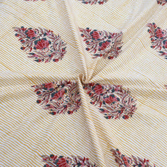 Floral Motives on Yellow Panel | 210TC Pure Cotton
