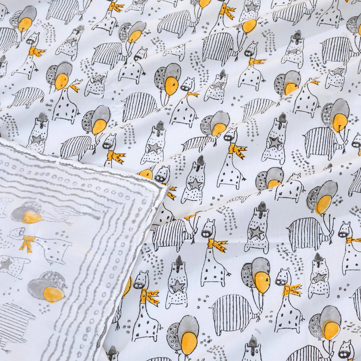 Grey Cartoon| Premium Bedsheet