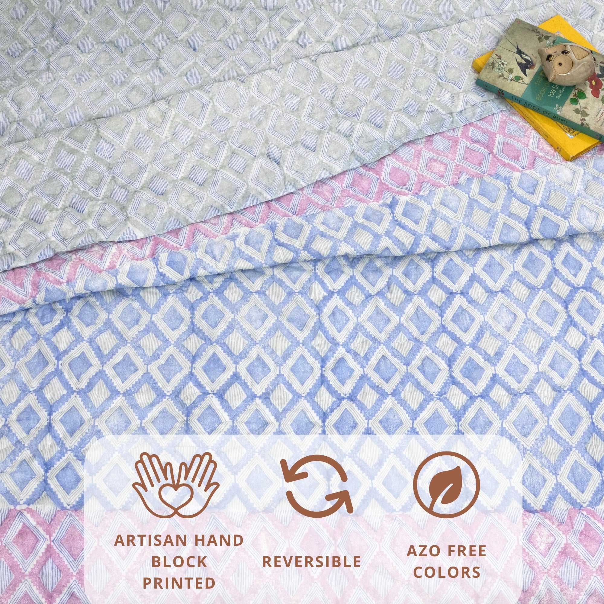 Geometric Pattern Blue Pink - Single Comforter