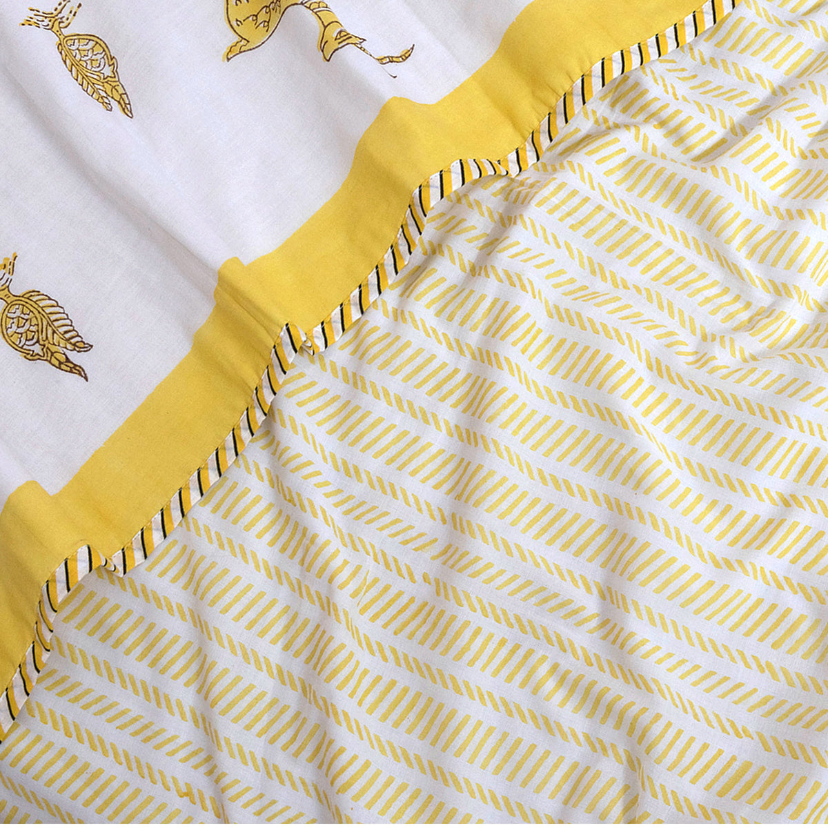 Yellow Kalamkari Deer | Dohar | Summer Blanket