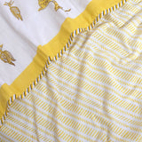 Yellow Deer Kalamkari Bedding Set | 300TC Bedsheet | 2 Pillow Covers | Mulmul Cotton Dohar
