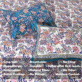 Blue Orange on White  | 210TC Pure Cotton  Bedsheet