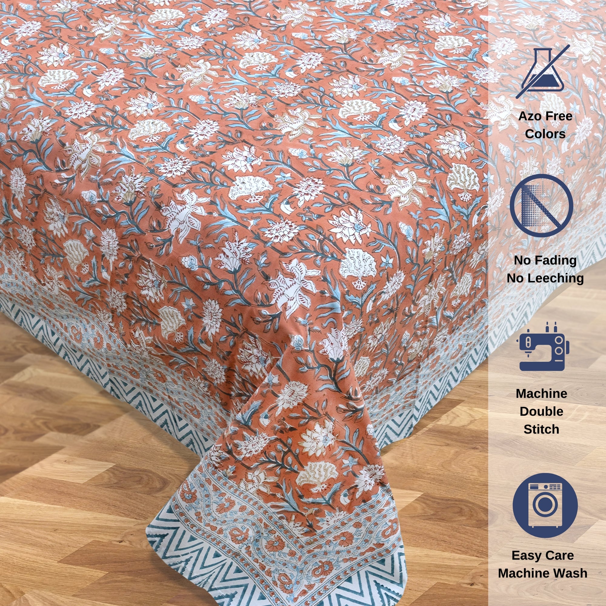 Floral Vines On Rust | Premium Bedsheet