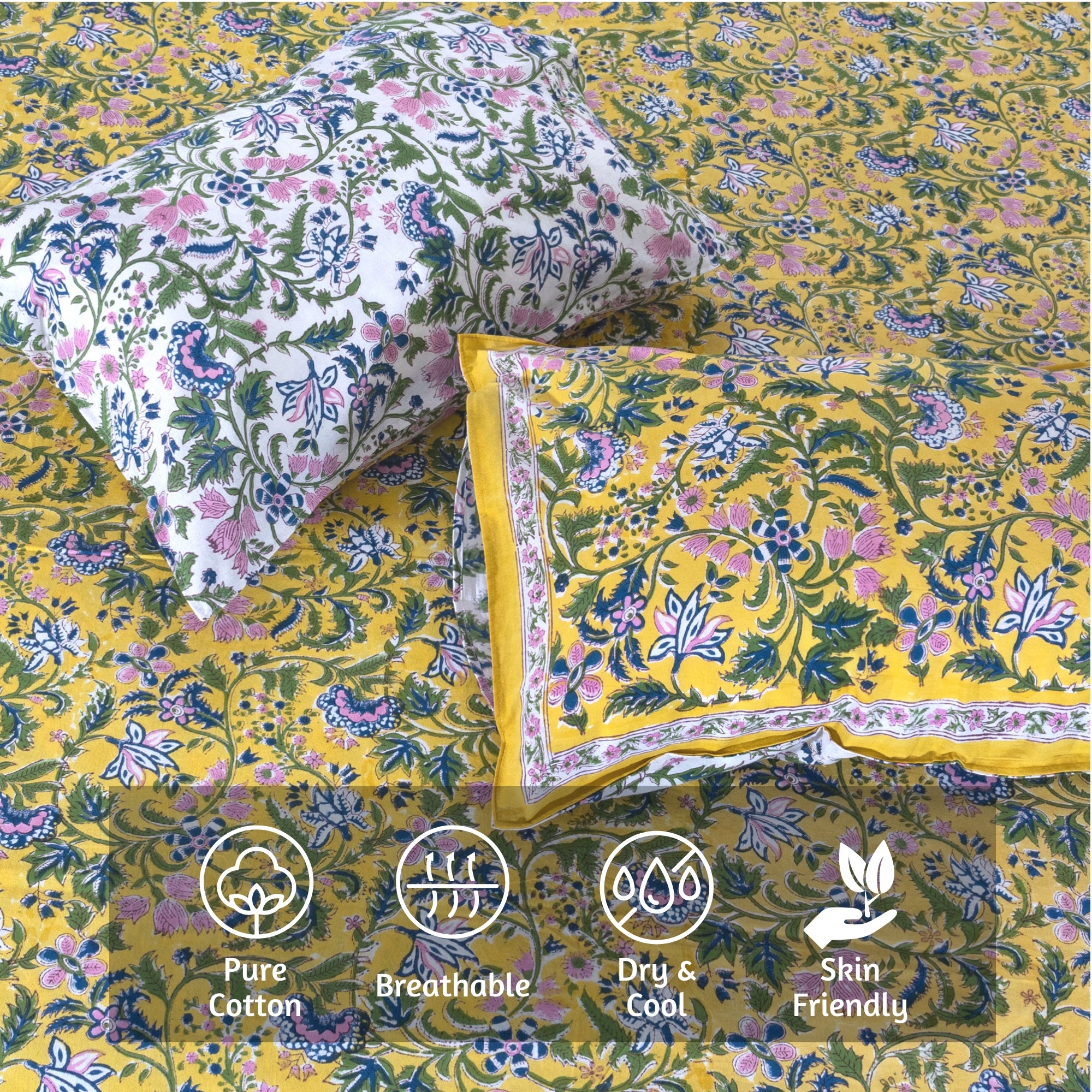 Yellow Garden | Fine Quality Bedsheet