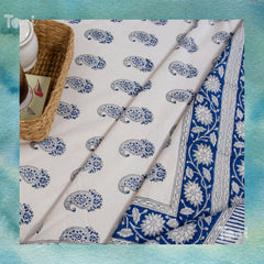 Blue Paan on White  | 210TC Pure Cotton