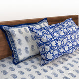 Blue Paan on White  | 210TC Pure Cotton Bedsheet