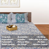 Fresh Blue And White |hand block printed bedsheet| Double bed ,Queen size | 210 TC Pure Cotton| Complementing pillow covers