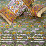 Green Garden |hand block printed bedsheet| Double bed ,Queen size | 210 TC Pure Cotton| Complementing pillow covers