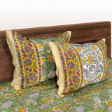 Green Garden |hand block printed bedsheet| Double bed ,Queen size | 210 TC Pure Cotton| Complementing pillow covers