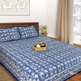 Blue Kalamkari   | 210TC Pure Cotton  Bedsheet