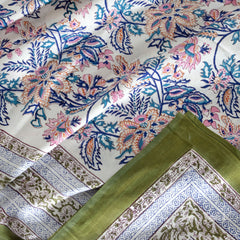 Village Traditions Artwork |hand block printed bedsheet| Double bed ,Queen size | 210 TC Pure Cotton| Complementing pillow covers