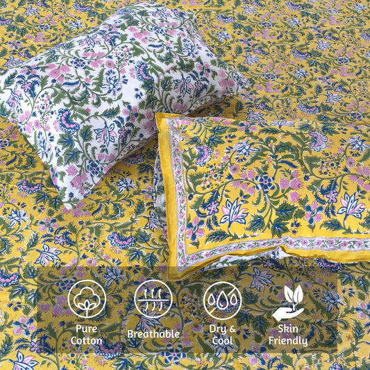Yellow Garden Spread | 210TC Pure Cotton