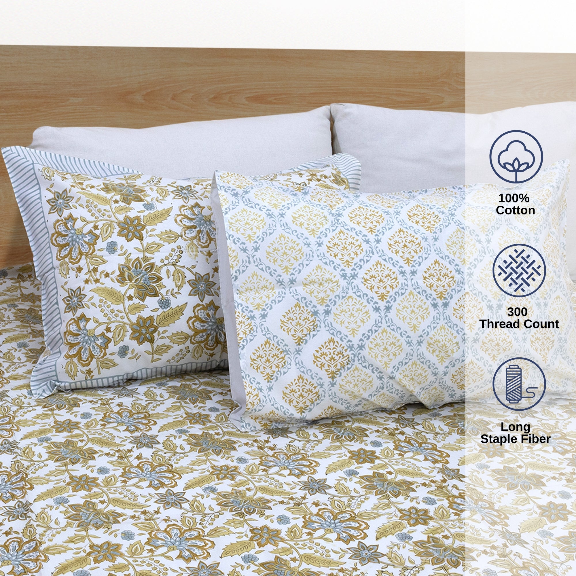 Autumn Leaves & Florals  - Bedsheet with Pillow Covers