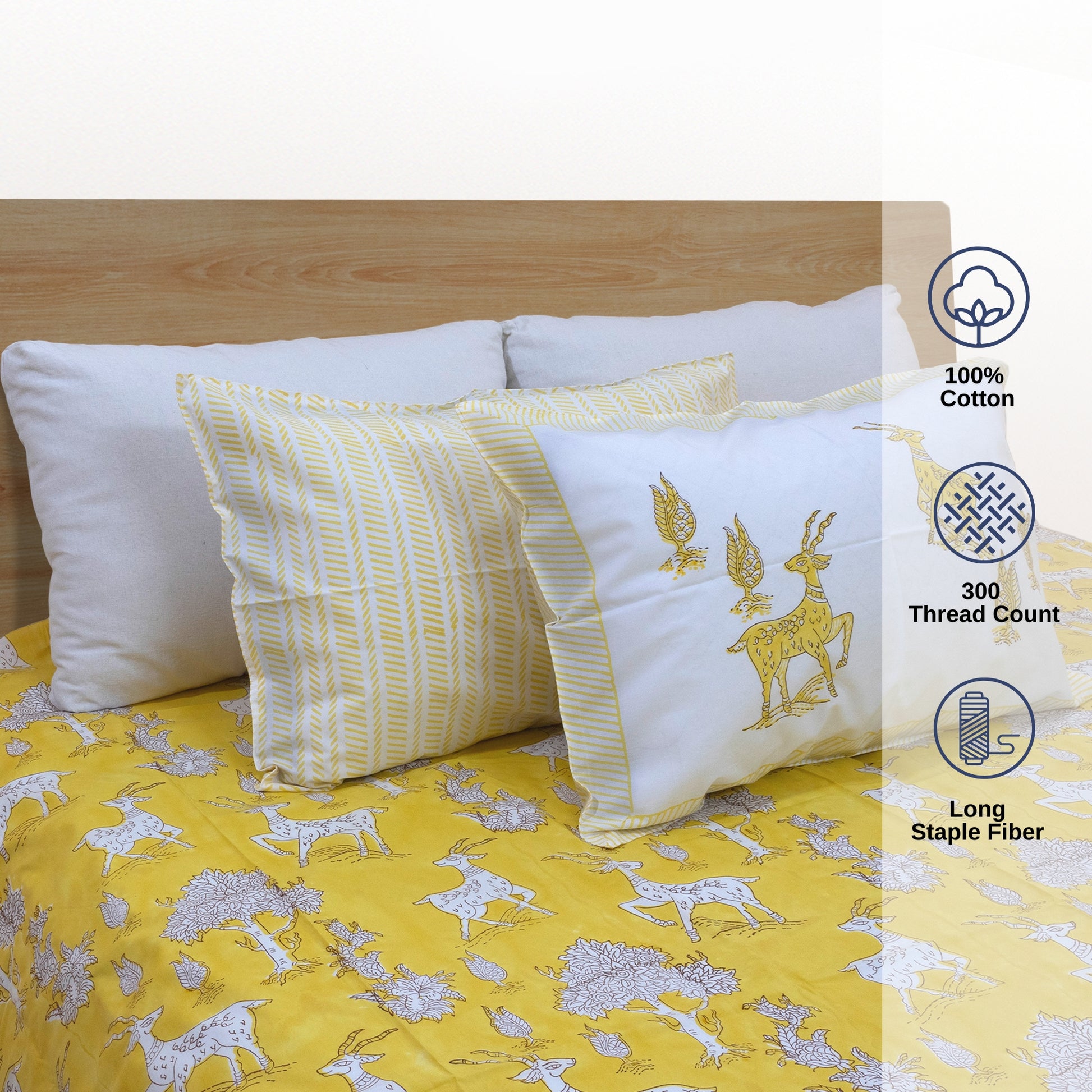 Exclusive Bedsheet with Reverible Pillows Covers
