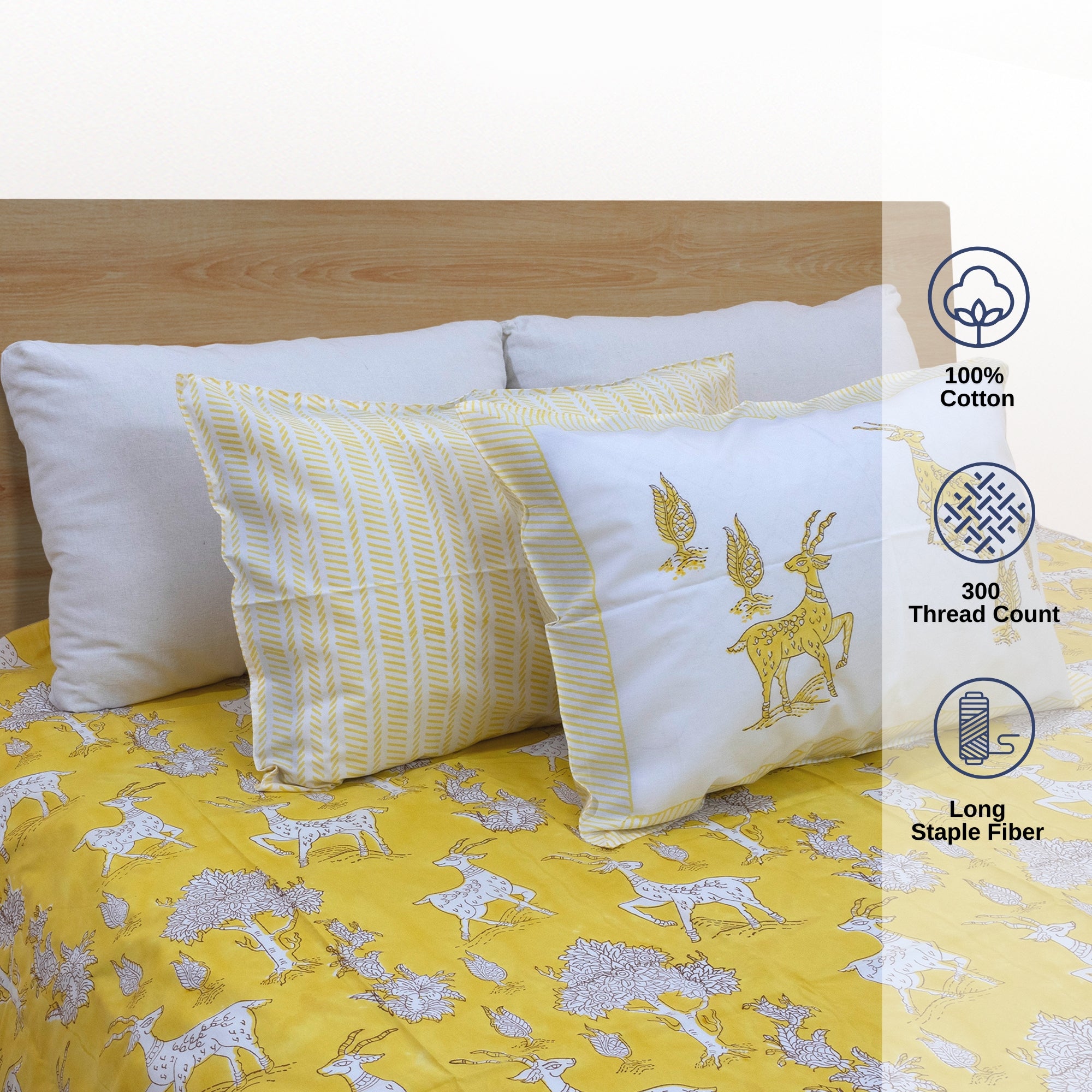Exclusive Bedsheet with Reverible Pillows Covers
