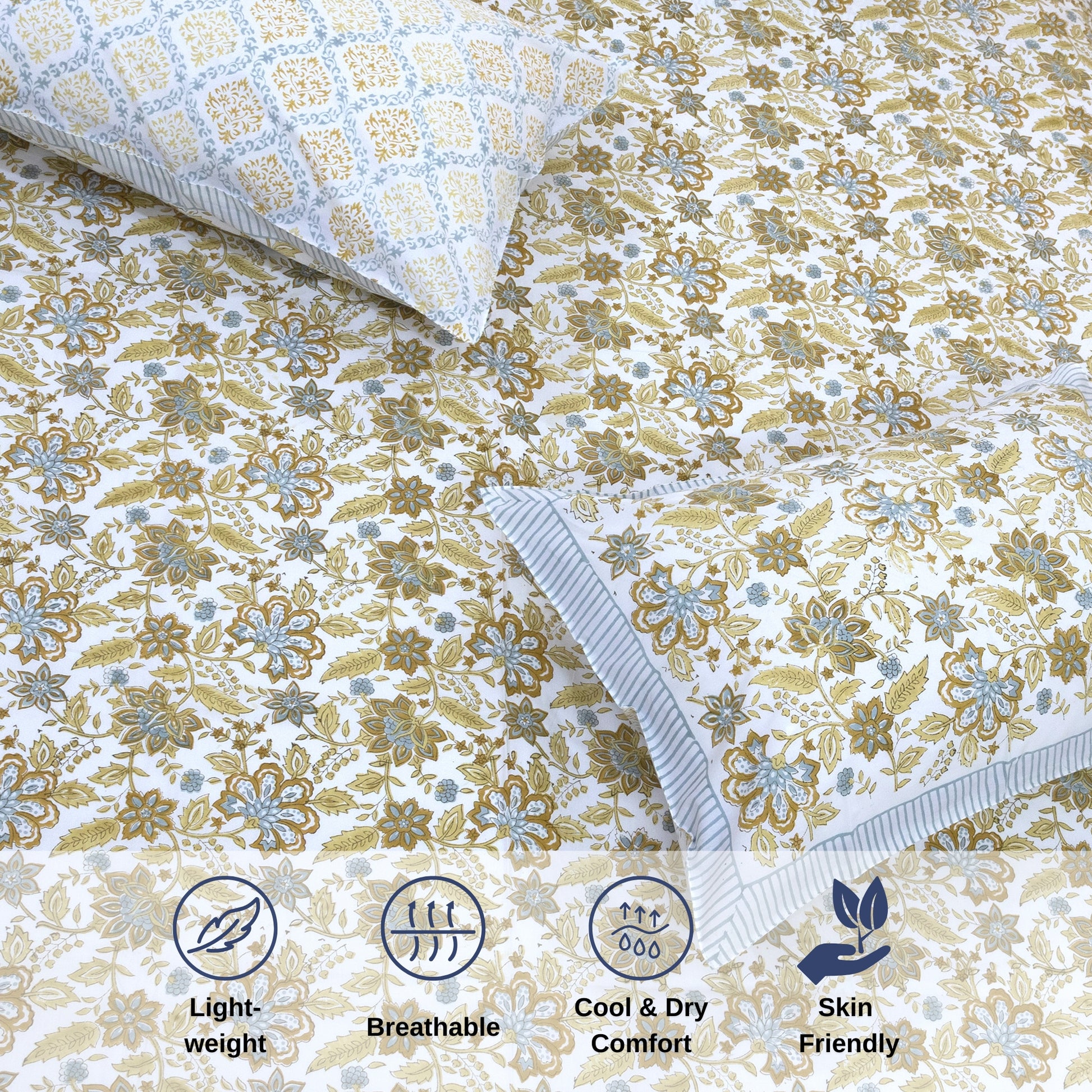 Autumn Leaves & Florals  - Reversible Pillow Covers double bedsheet