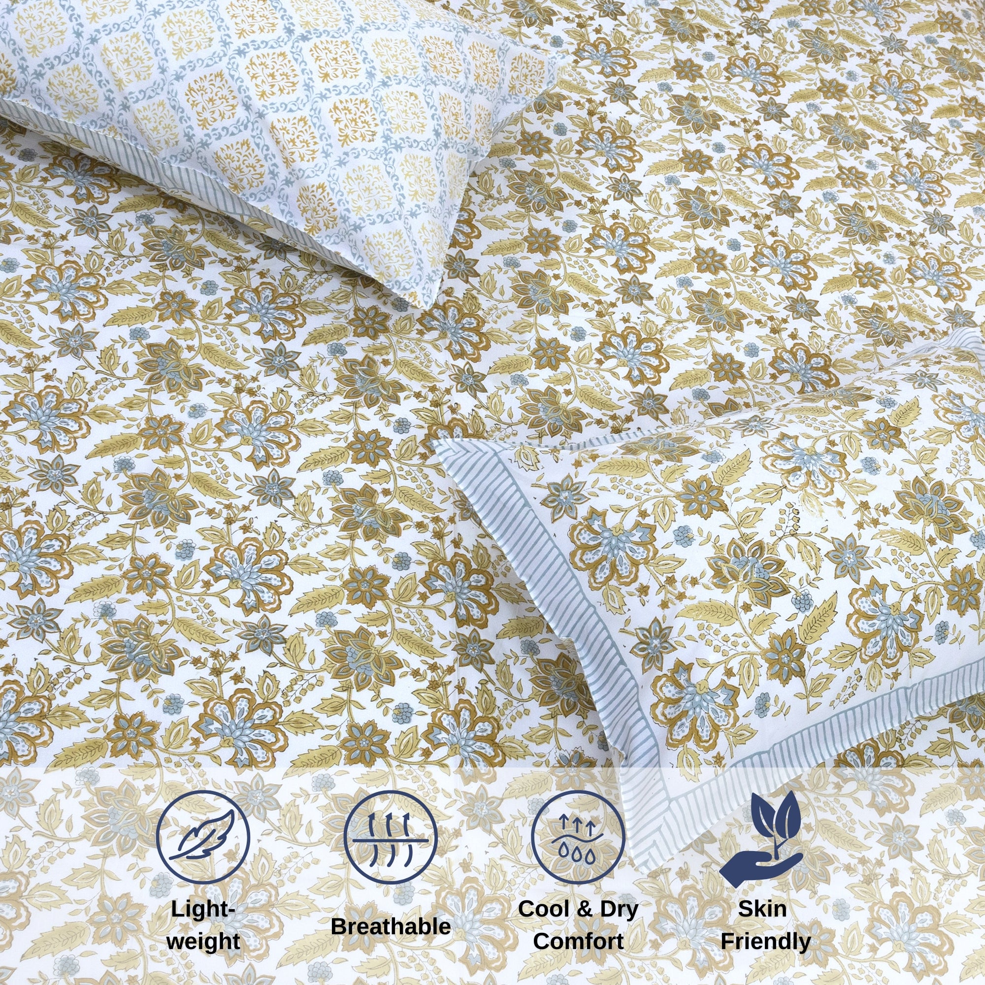 Autumn Leaves & Florals  - Reversible Pillow Covers double bedsheet
