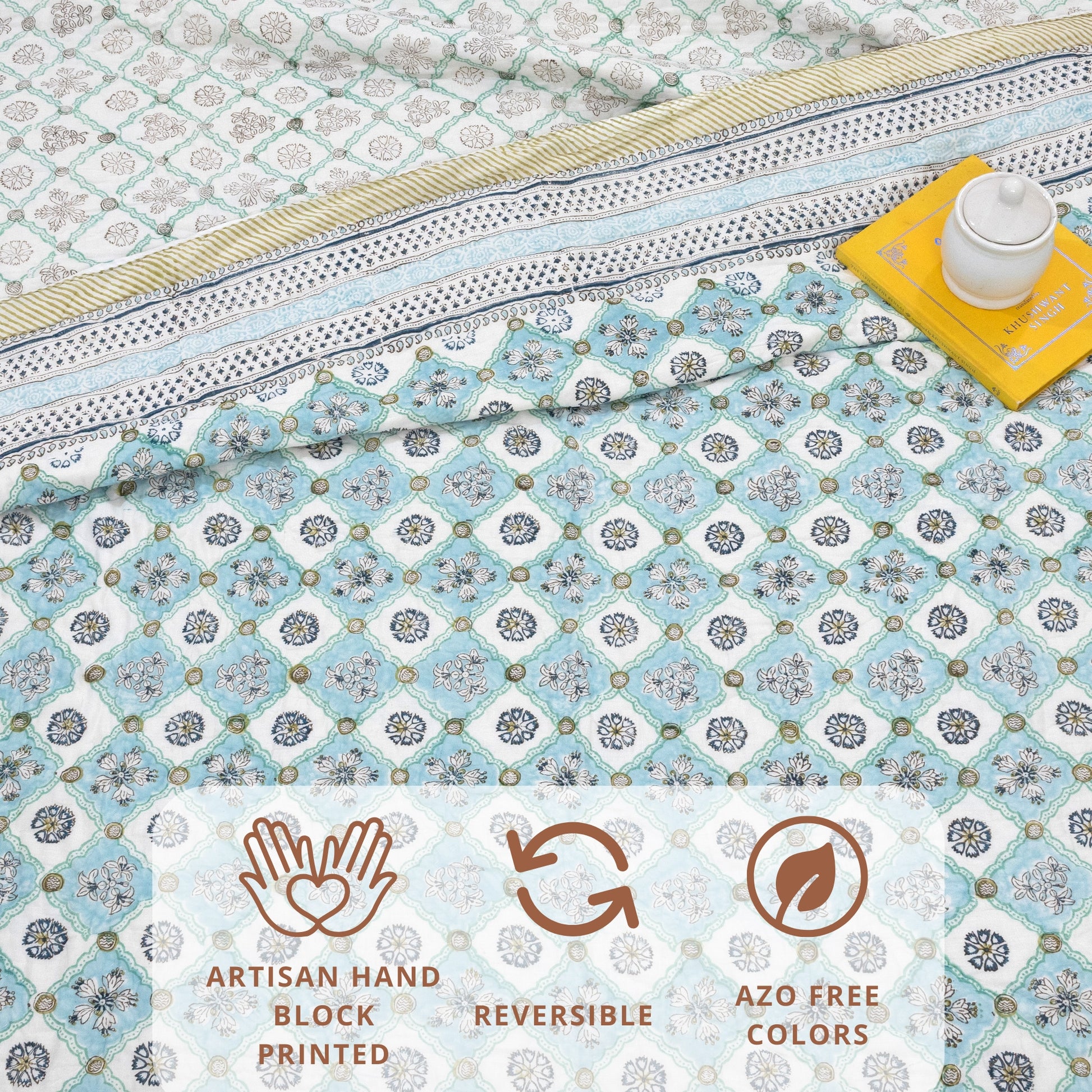 Small Blue Jaal  - Pure Mulmul Cotton