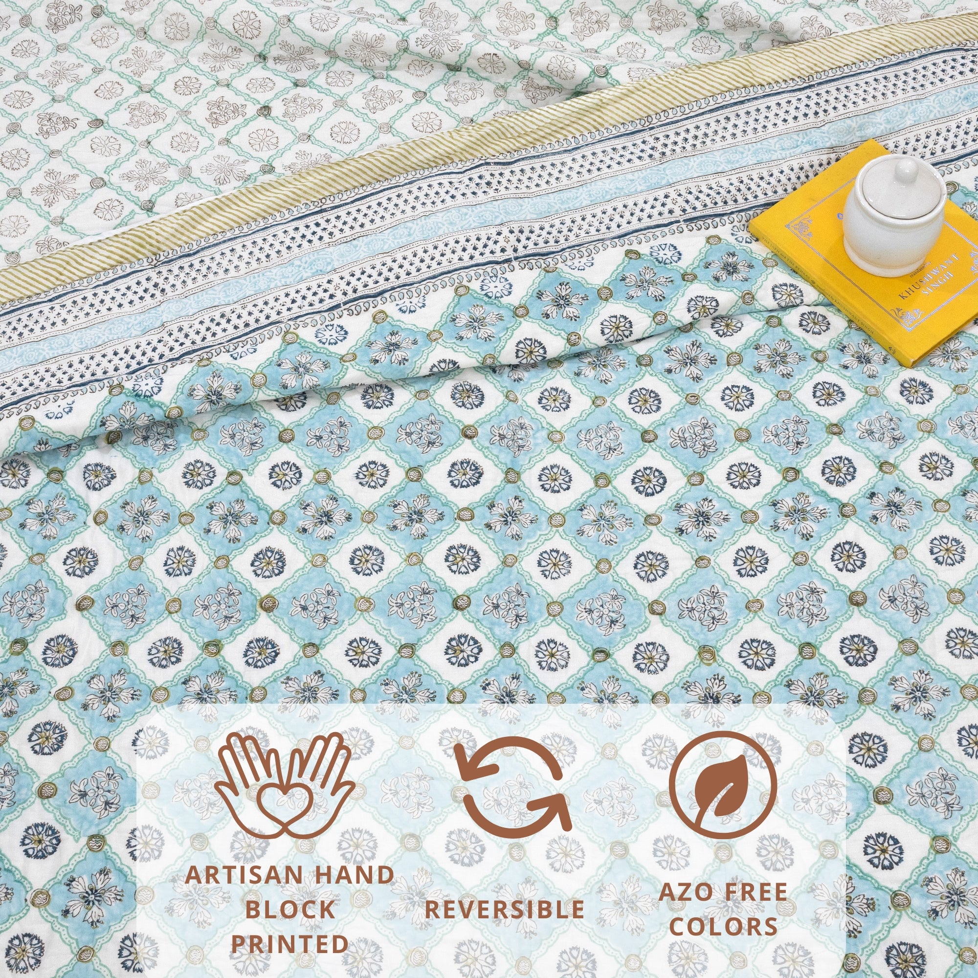 Small Blue Jaal  - Pure Mulmul Cotton