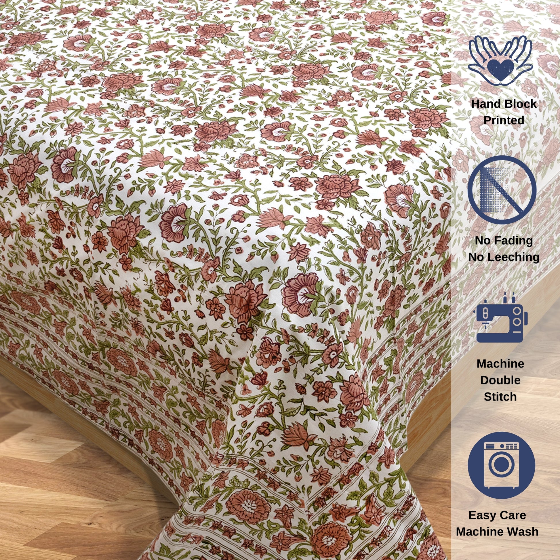 Rust Flower Spread  - Luxury Cotton Bedsheet