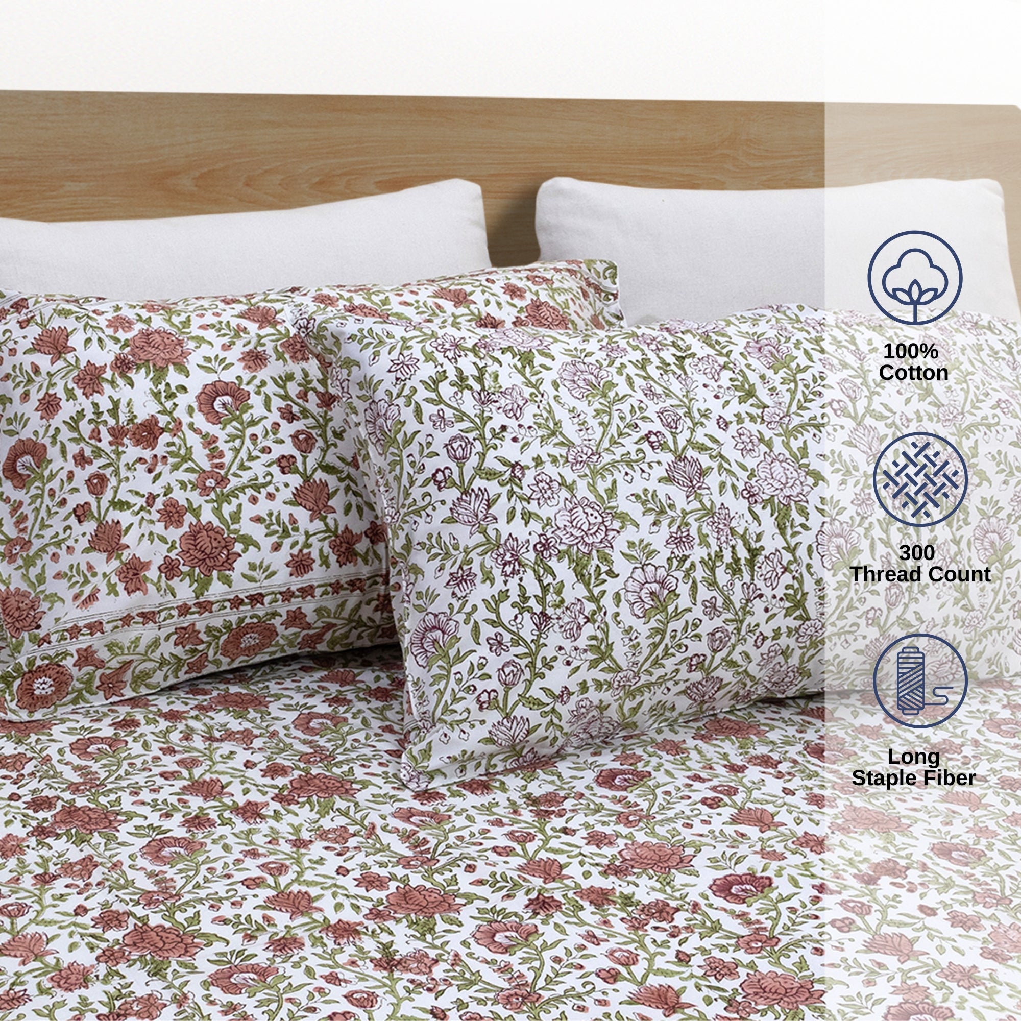 Rust Flower Spread  - Single Cotton Bed sheet