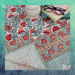 Peach Flower Vines Artwork  |hand block printed bedsheet| Double bed ,Queen size | 210 TC Pure Cotton| Complementing pillow covers
