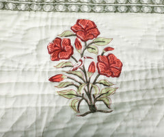 Cyprus Leaves Palm Trees| Quilt / Razai / lihaaf |Jaipuri hand block printed|Size Double| Premium Mulmul Cotton| Organic Cotton Filling |Premium hand quilted | Reversible