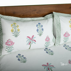 Ethnic Art Spread |hand block printed bedsheet| Double bed- Queen size | Premium Linen| Complementing pillow covers