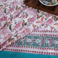 Morning Traditional Bageecha Artwork  |hand block printed bedsheet| Double bed ,Queen size | 210 TC Pure Cotton| Complementing pillow covers