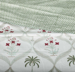Palm Trees, Wine Flowers| Jaipuri hand block printed| Single Dohar | Premium Mulmul Cotton| Reversible