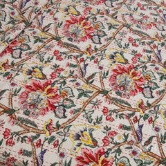 DreamFlowers |Kantha Stitched |Hand Screen Printed |Double Bed- Queen Size| Premium Pure Cotton| Bed cover