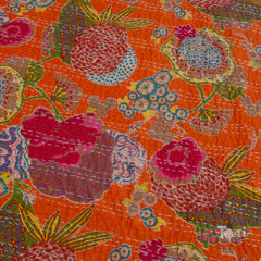 TribalMemories |Kantha Stitched |Hand Screen Printed |Double Bed- Queen Size| Premium Pure Cotton| Bed cover