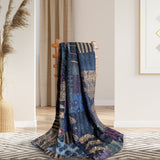 Black Khambadi Patched Artwork| Kantha Stitched Sofa Throw | Cotton , Silk | Size-Single