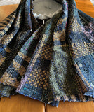 Black Khambadi Patched Artwork| Kantha Stitched Sofa Throw | Cotton , Silk | Size-Single